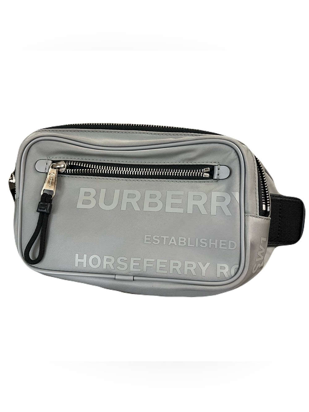 Burberry Nylon Light Gray Logo Horseferry Belt Bag